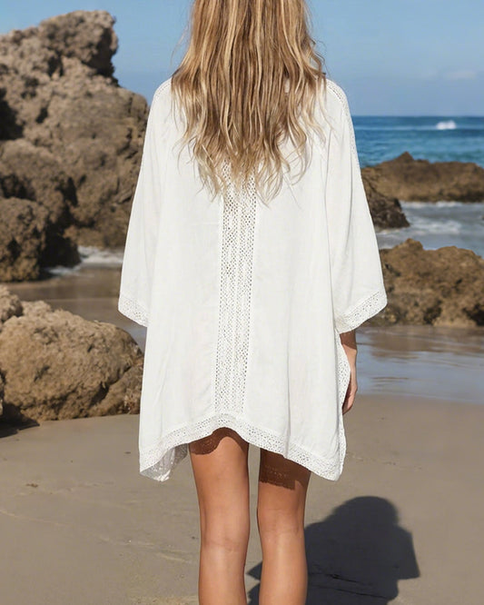 WILLLUXE® Loose Lace-Panel Sun-Protective Beach Cover-Up Swimwear