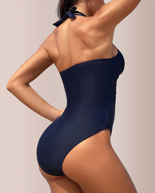 WILLLUXE® Criss-Cross Mesh Halter One-Piece Swimwear