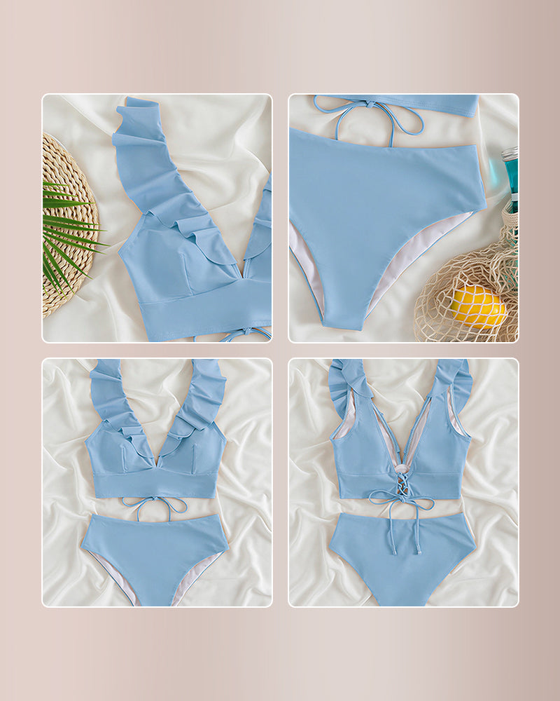 Willluxe® The Ruffle Romance High-Waist Swimwear