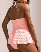 Willluxe® Textured Babydoll Flared High-Waist Bikini Swimwear
