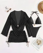 Willluxe® Sheer Mesh Bikini Four-Piece Set