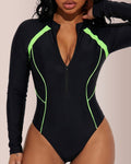 WILLLUXE® Long Sleeve One-Piece Rash Guard Swimsuit