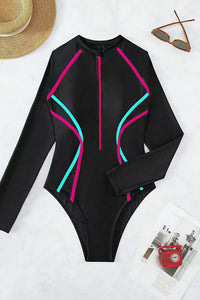 Willluxe® Long Sleeve One-Piece Rash Guard Swimsuit