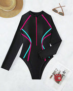 Willluxe® Long Sleeve One-Piece Rash Guard Swimsuit