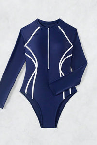 Willluxe® Long Sleeve One-Piece Rash Guard Swimsuit