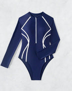 Willluxe® Long Sleeve One-Piece Rash Guard Swimsuit