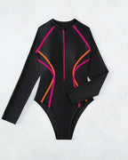 Willluxe® Long Sleeve One-Piece Rash Guard Swimsuit