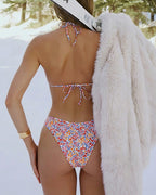 Willluxe® Ditsy Floral Halter Triangle String Bikini Set