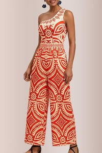 Willluxe® Retro Geometric One-Shoulder Swimsuit Pants Set