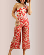 Willluxe® Retro Geometric One-Shoulder Swimsuit Pants Set
