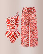 Willluxe® Retro Geometric One-Shoulder Swimsuit Pants Set