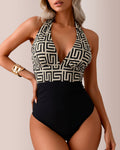 Willluxe® The Santorini Geometric Plunge One-Piece