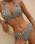 WILLLUXE®  The Geo-Maze Halter Push-Up Bikini Set