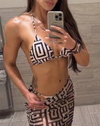 Willluxe® The Geo-Maze Halter Push-Up Bikini Set 3-Piece