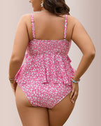 Willluxe® Plus Size Floral Peplum Tankini Set