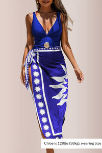 Willluxe® Sun-Kissed Glamour 2-Piece Swimsuit & Boho Sarong Set