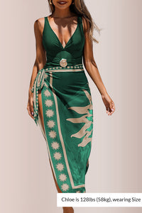 Willluxe® Sun-Kissed Glamour 2-Piece Swimsuit & Boho Sarong Set
