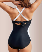 Willluxe® Color-Block Halter Tummy Control One-Piece Swimsuit