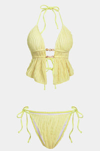 Willluxe® Girly Jacquard Halter 2 Piece Bikini Set