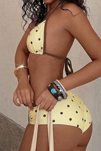 Willluxe® Girly Polka Dots 2 Piece Swimsuit Triangle Halter Bikini Set