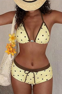 Willluxe® Girly Polka Dots 2 Piece Swimsuit Triangle Halter Bikini Set