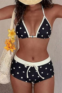 Willluxe® Girly Polka Dots 2 Piece Swimsuit Triangle Halter Bikini Set