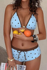 Willluxe® Girly Polka Dots 2 Piece Swimsuit Triangle Halter Bikini Set