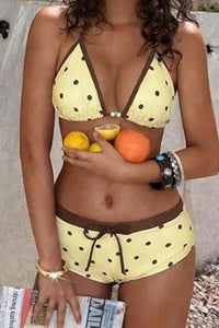 Willluxe® Girly Polka Dots 2 Piece Swimsuit Triangle Halter Bikini Set