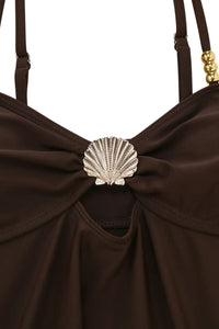 Willluxe® Tummy Control Two Piece Elegant Backless Ruffle Bikini