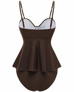 Willluxe® Tummy Control Two Piece Elegant Backless Ruffle Bikini