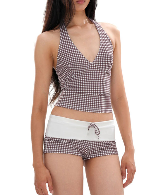 WILLLUXE® Check Pattern Bikini Top & Bottom Set