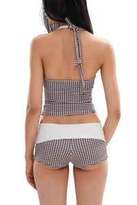 Willluxe® Check Pattern Bikini Top & Bottom Set