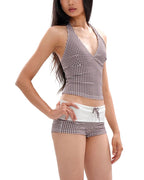 Willluxe® Check Pattern Bikini Top & Bottom Set