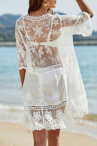 Willluxe® V-Neck Lace Crochet Bikini Cover Up With Tassels