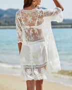 Willluxe® V-Neck Lace Crochet Bikini Cover Up With Tassels
