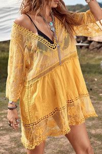 Willluxe® V-Neck Lace Crochet Bikini Cover Up With Tassels