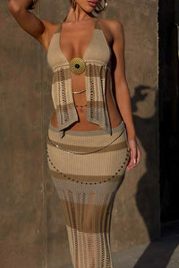 Willluxe® Boho Cutout Knit Maxi Set