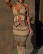Willluxe® Boho Cutout Knit Maxi Set