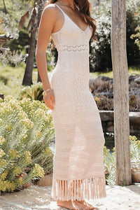 Willluxe® Boho Crochet Fringe Maxi Dress Beach Cover-Up
