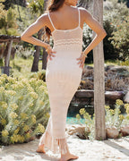 Willluxe® Boho Crochet Fringe Maxi Dress Beach Cover-Up