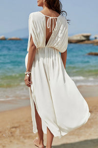 Willluxe® Deep-V High Slit Beach Cover-Up Maxi Dress