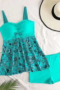 Willluxe® Vintage Printed Swimdress Tummy Control One-Piece Swimsuit