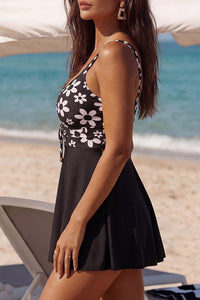 Willluxe® Vintage Printed Swimdress Tummy Control One-Piece Swimsuit