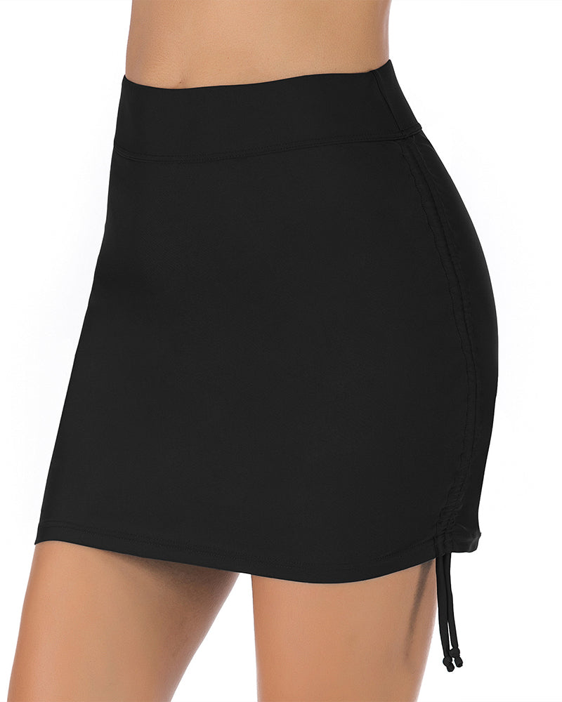 Willluxe® High-Waisted Adjustable Ruched Swim Bottoms