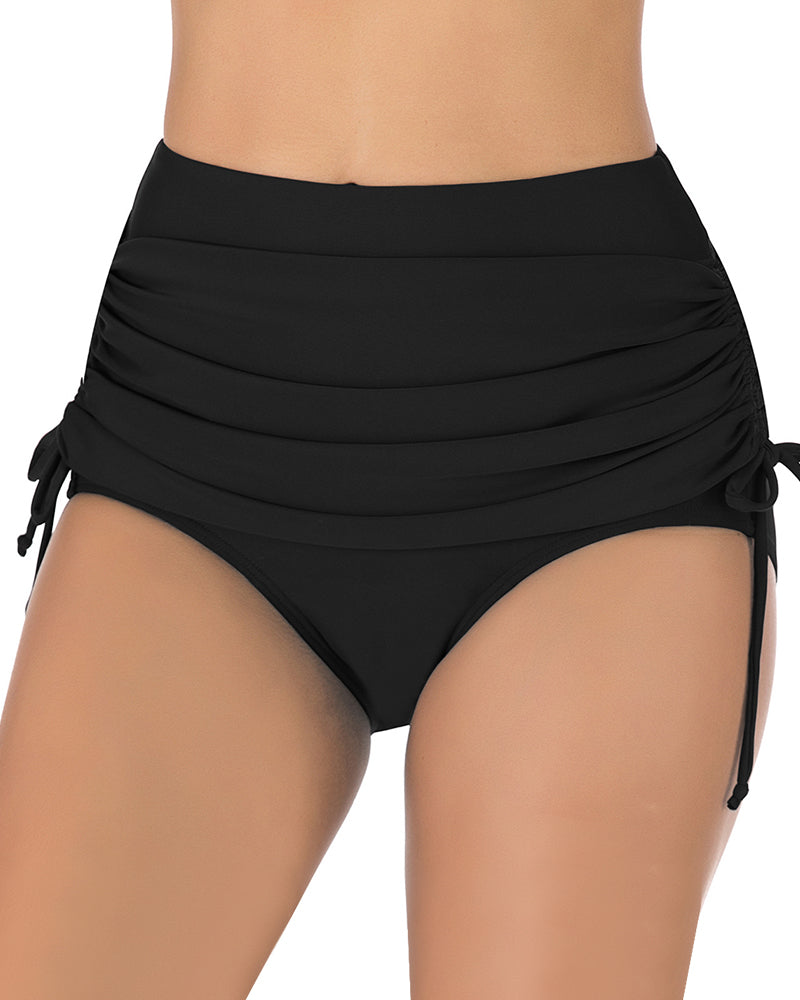 Willluxe® High-Waisted Adjustable Ruched Swim Bottoms