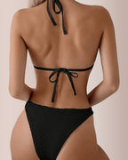 Willluxe® Textured Pearl Strap Halter Bikini Set