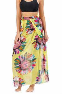 Willluxe® Chiffon Printed Beach Sarong Long Bikini Cover-Up Wrap Skirt