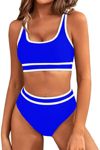 Willluxe® Sporty Contrast Trim High-Waisted Bikini Set