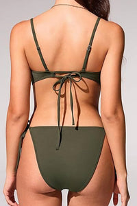 Willluxe® Cutout Side Drawstring High-Cut One-Piece Swimsuit