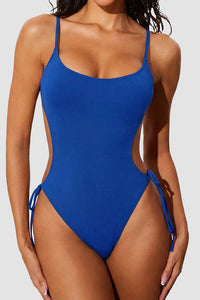 Willluxe® Cutout Side Drawstring High-Cut One-Piece Swimsuit